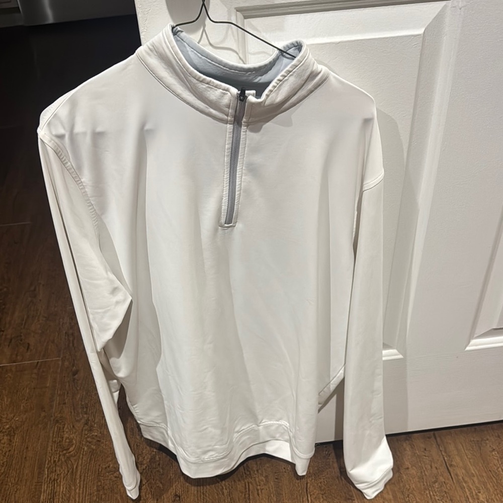 Peter Millar White Quarter-Zip Pullover